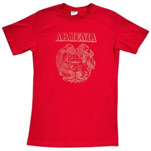 Armenia Crest Graphic T-Shirt Red EuroSport Armenian Coat of Arms Tee - S Slim